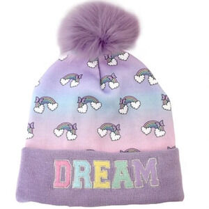 OMG Accessories Rainbow Dream Pom Pom Beanie